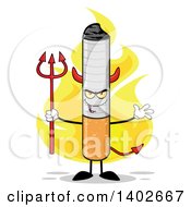 Cartoon Devil Cigarette Mascot Character On Fire