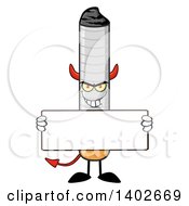 Clipart Of A Cartoon Devil Cigarette Mascot Character Holding A Blank Sign Royalty Free Vector Illustration