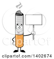 Clipart Of A Cartoon Cigarette Mascot Character Holding A Blank Sign Royalty Free Vector Illustration by Hit Toon