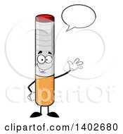 Clipart Of A Cartoon Cigarette Mascot Character Talking And Waving Royalty Free Vector Illustration by Hit Toon