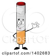 Clipart Of A Cartoon Cigarette Mascot Character Waving Royalty Free Vector Illustration by Hit Toon