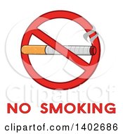 Cartoon Cigarette In A Prohibited Restricted Symbol Over No Smoking Text