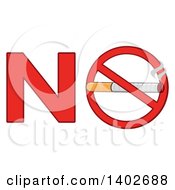 Poster, Art Print Of Cartoon Cigarette In A Prohibited Restricted Symbol In The Word No