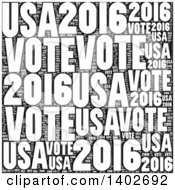 Clipart Of A White Vote 2016 Word Collage On Black Royalty Free Illustration by oboy