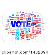 Clipart Of A Red White And Blue Patriotic American Vote 2016 Word Collage On White Royalty Free Illustration by oboy