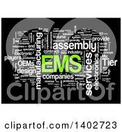 Clipart Of An EMS Tag Word Collage On Black Royalty Free Illustration