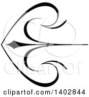 Clipart Of A Black And White Archery Arrow Swirl Calligraphic Design Element Royalty Free Vector Illustration
