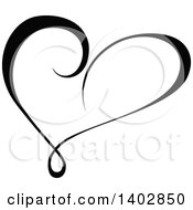 Clipart Of A Black And White Heart Swirl Calligraphic Design Element Royalty Free Vector Illustration