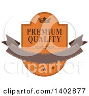 Poster, Art Print Of Brown And Orange Toned Crown Shield And Banner Retail Label Design Element With Premium Quality Text