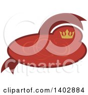 Poster, Art Print Of Red Oval And Banner Retail Label Design Element With A Swirl And Crown
