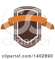 Poster, Art Print Of Brown And Orange Toned Shield And Banner Retail Label Design Element