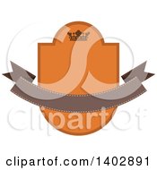 Poster, Art Print Of Brown And Orange Toned Crown Shield And Banner Retail Label Design Element