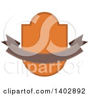Clipart Of A Brown And Orange Toned Shield And Banner Retail Label Design Element Royalty Free Vector Illustration by dero