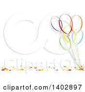 Clipart Of A Background Of Colorful Party Balloons With Confetti And Text Space Royalty Free Vector Illustration by dero