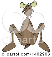 Clipart Of A Cartoon Moose Sitting On His Butt Royalty Free Vector Illustration