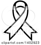 Clipart Of A Black And White Awareness Ribbon Royalty Free Vector Illustration
