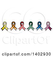 Clipart Of A Border Of Colorful Awareness Ribbons Royalty Free Vector Illustration