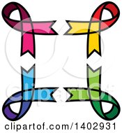 Frame Of Pink Yellow Red Green And Blue Awareness Ribbons