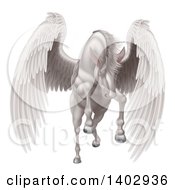 Poster, Art Print Of Majestic White Winged Horse Pegasus Flying Forward