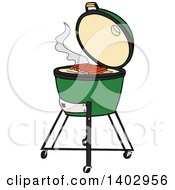 Poster, Art Print Of Big Green Egg Bbq Cooker With Ribs On The Grill