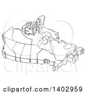 Poster, Art Print Of Black And White Canadian Map