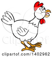 Poster, Art Print Of White Chicken Facing Right
