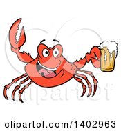 Poster, Art Print Of Red Crab Cheering And Holding A Beer Mug