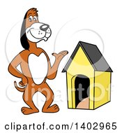 Presenting Beagle Dog Standing By A House