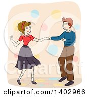 Poster, Art Print Of Sketched Retro Couple Dancing