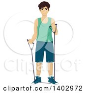 Poster, Art Print Of Teenage Guy Working Out With Resistance Bands