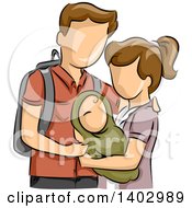 Poster, Art Print Of Sketched White Teen Couple Holding Their Baby