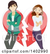 Poster, Art Print Of Teen Couple Breaking Up Over A Heart