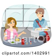 Poster, Art Print Of Teenage Couple Talking In A Cafeteria