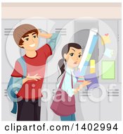 Poster, Art Print Of Teen Guy Asking A Girl Out At Her Locker
