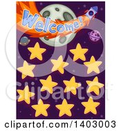 Poster, Art Print Of Name Board With Planets Stars And Welcome Text