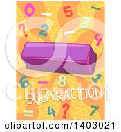 Poster, Art Print Of Math Design Of A Minus Symbol Numbers And Subtraction Text On Orange