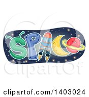 Clipart Of A Space Word Design With Related Items As The Letters Royalty Free Vector Illustration