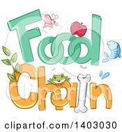 Poster, Art Print Of Insects Plants Fruit And Animals In The Words Food Chain