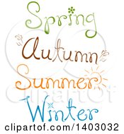 Poster, Art Print Of Spring Autumn Summer And Winter Text Designs