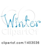 Poster, Art Print Of Winter Word Seasonal Design In Blue With A Swowflake