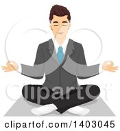 Poster, Art Print Of Relaxed Man In A Suit Sitting In A Yoga Pose