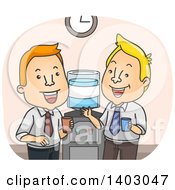 Cartoon White Business Men Chatting At The Water Cooler In An Office