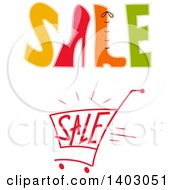 Poster, Art Print Of Sale Designs With Shoes And A Cart