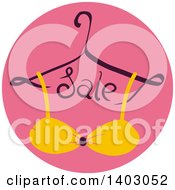 Poster, Art Print Of Hanger With Sale Text And A Bra Or Bikini Top In A Pink Circle
