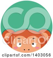 Clipart Of A Cute Peeking Monkey In A Green Circle Royalty Free Vector Illustration by BNP Design Studio