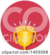 Poster, Art Print Of Gold Trophy Cup In A Red Circle