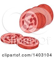 Clipart Of A Sketched Salami Royalty Free Vector Illustration by Vector Tradition SM
