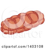 Clipart Of A Sketched Ham Royalty Free Vector Illustration