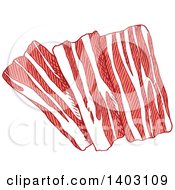 Clipart Of Sketched Bacon Royalty Free Vector Illustration