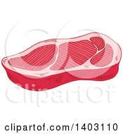 Clipart Of A Sketched Beef Steak Royalty Free Vector Illustration by Vector Tradition SM